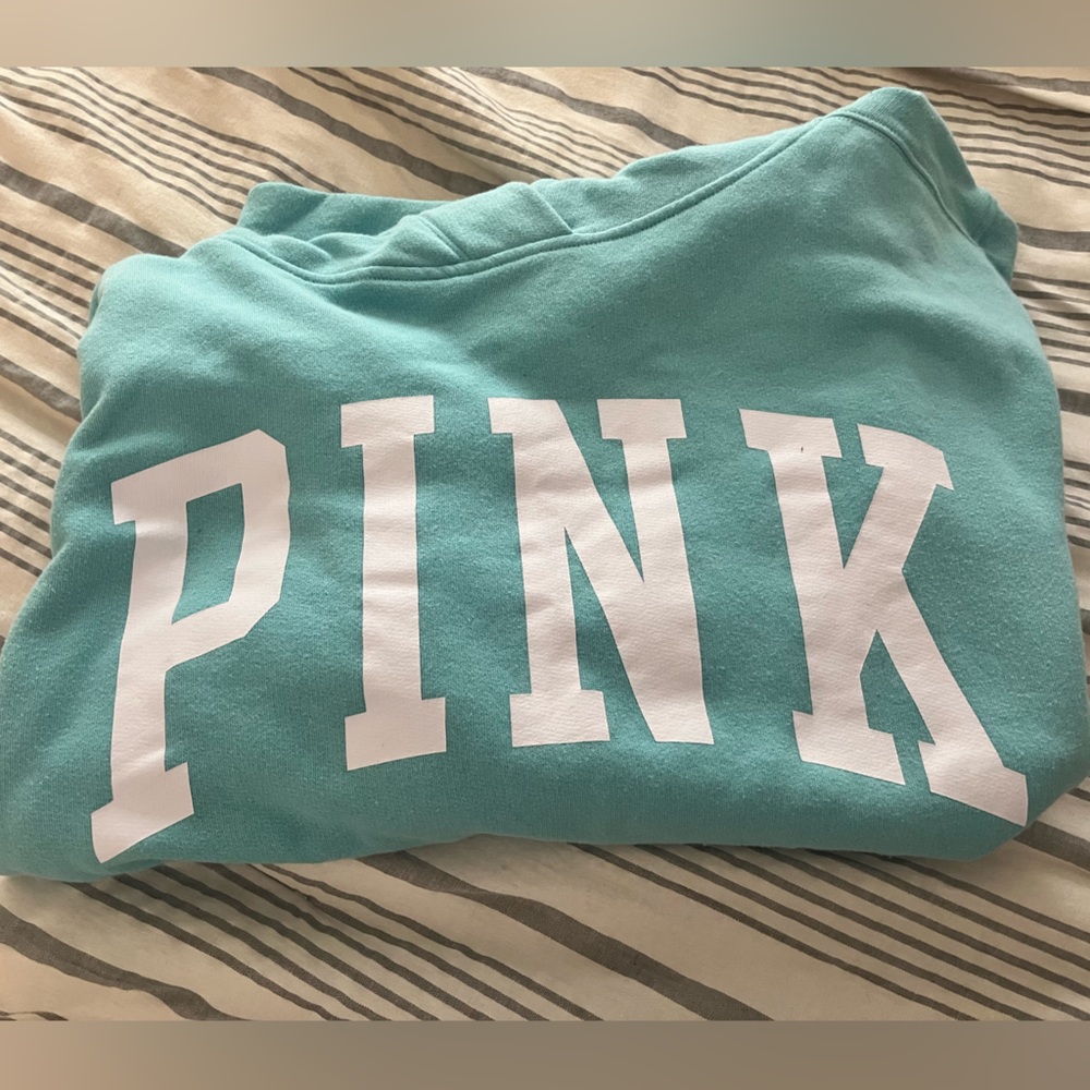 Turquoise Victoria Secret Pink hoodie